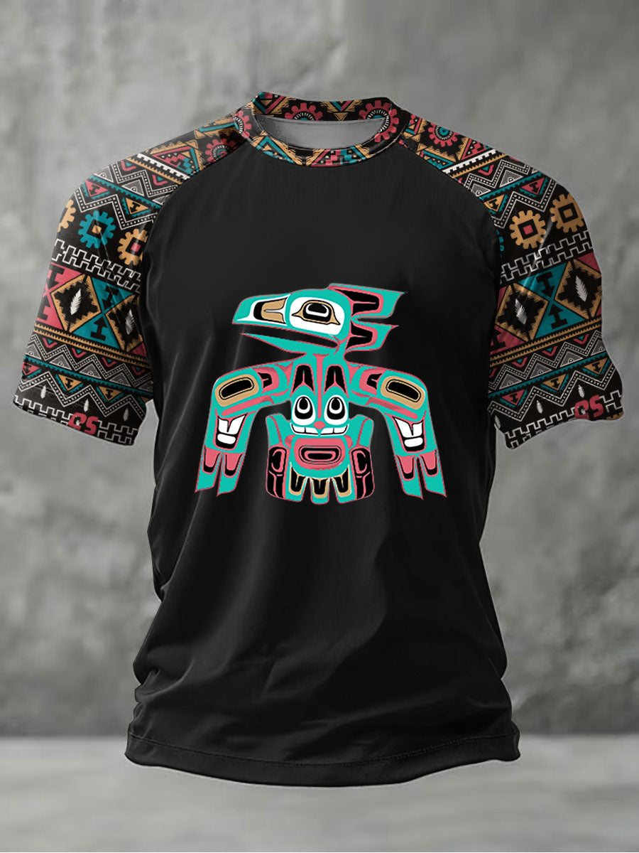Men's Indigenous Totem Art Print Casual T-Shirt