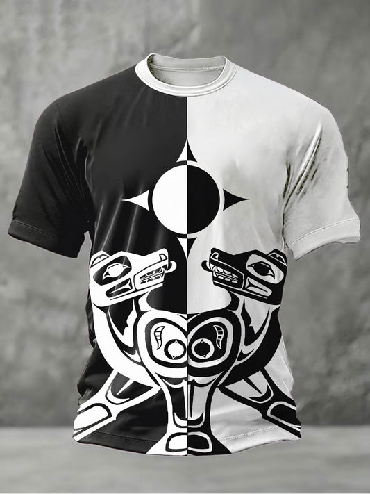 Men's Indigenous Totem Art Print Casual T-Shirt