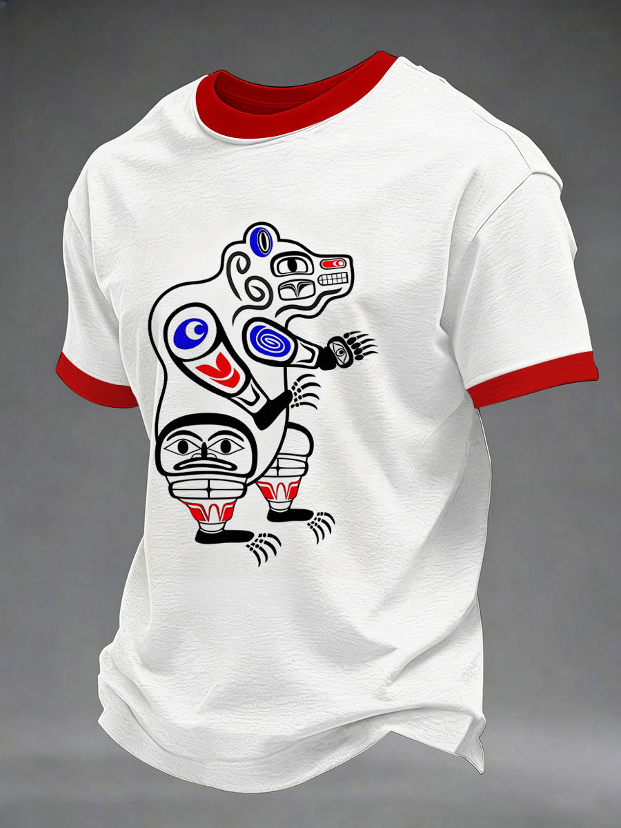 Men's Indigenous Totem Art Print Casual T-Shirt
