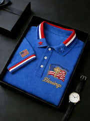 Men's Independence Day USA Flag Print Polo