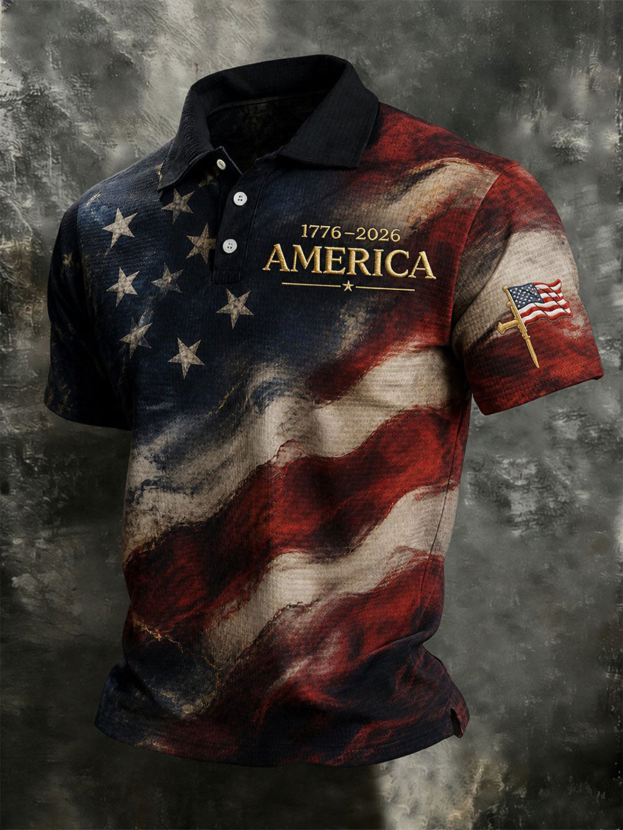 Men's USA 1776-2026 Printed Casual Top