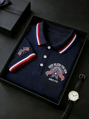 Men's Independence Day USA Flag Print Polo