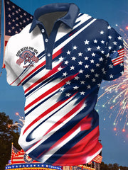Men's Independence Day USA Flag Print Polo
