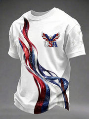 Men's America Flag Eagle Printed T-shirt