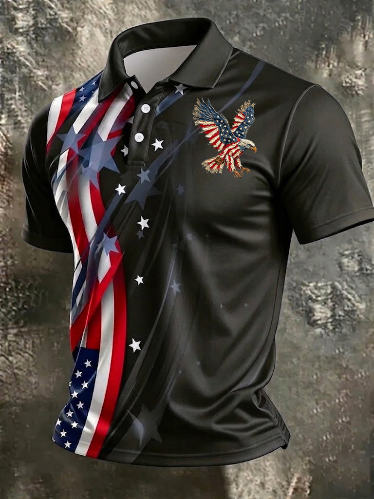 Men's America Flag Eagle Printed Shirt