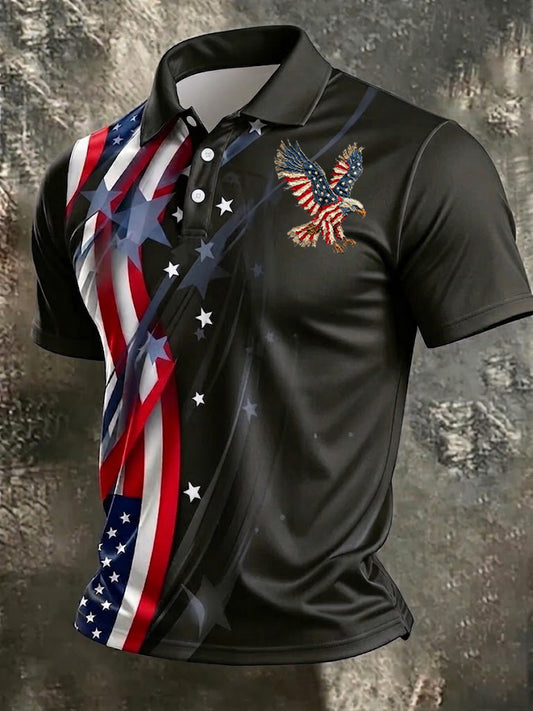 Men's America Flag Eagle Printed Shirt
