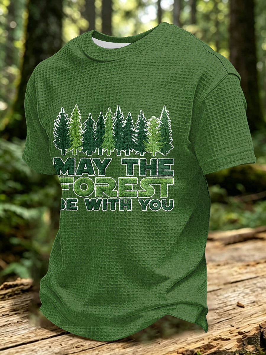 Men's May The Forest Be With You Printed Waffle T-Shirt