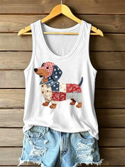Women's Lovely Dachshund Patchwork Art Tank Top