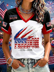 Women's Freedom Printed V-neck T-shirt