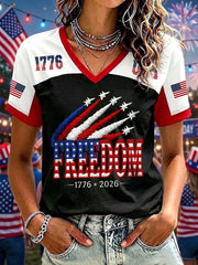 Women's Freedom Printed V-neck T-shirt