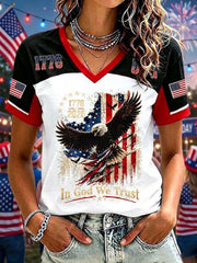 Women's In God We Trust Printed V-neck T-shirt