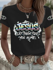 Women's Christian Jesus Cross Short Sleeve T-shirt