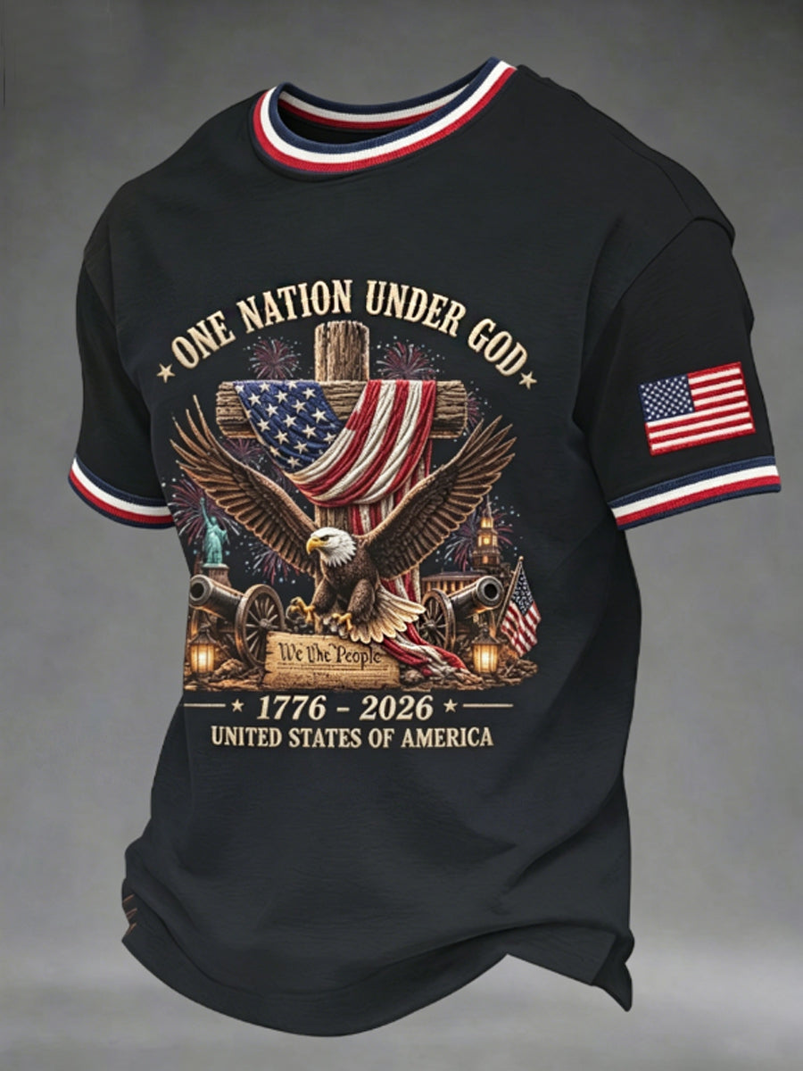 Men's U.S. Independence Day (1776–2026) "Jesus & Faith" Themed Tee