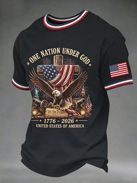 Men's U.S. Independence Day (1776–2026) "Jesus & Faith" Themed Tee