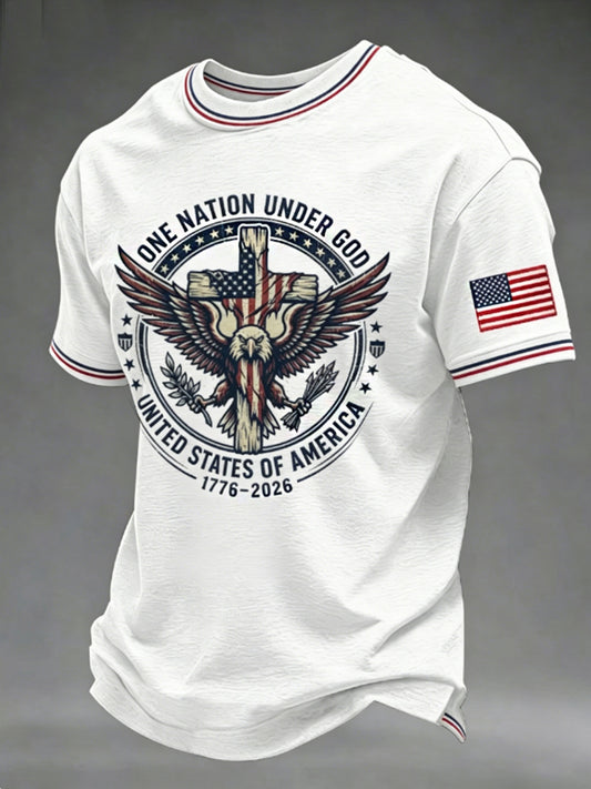 Men's U.S. Independence Day (1776–2026) "Jesus & Faith" Themed Tee