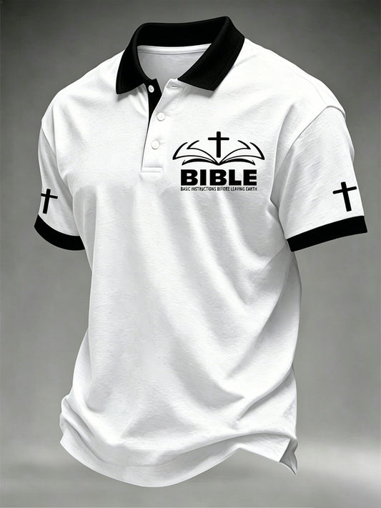 Men's Christian Cross Print Polo