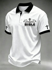 Men's Christian Cross Print Polo
