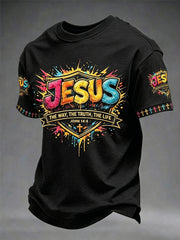 Men's Christian Jesus The Way the Truth The Life John 14:6 Cross Short Sleeve T-shirt