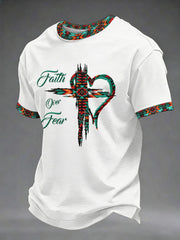 Men's Faith Over Fear Printed Casual T-Shirt