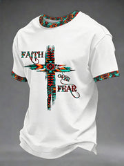 Men's Faith Over Fear Printed Casual T-Shirt