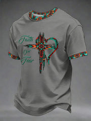 Men's Faith Over Fear Printed Casual T-Shirt