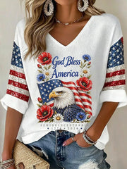 Women's American Flag Printed Casual T-shirt