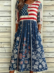 Women'S Flag Floral Print Dress