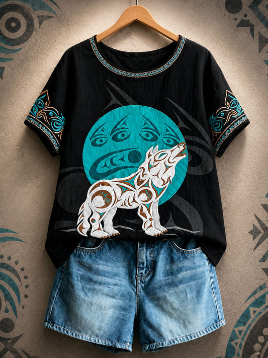 Women's Native Wolf Art Tops