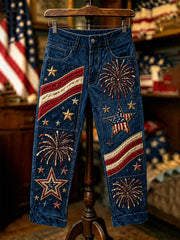 Women's Independence Day USA Flag Print Casual Patriotic Pants