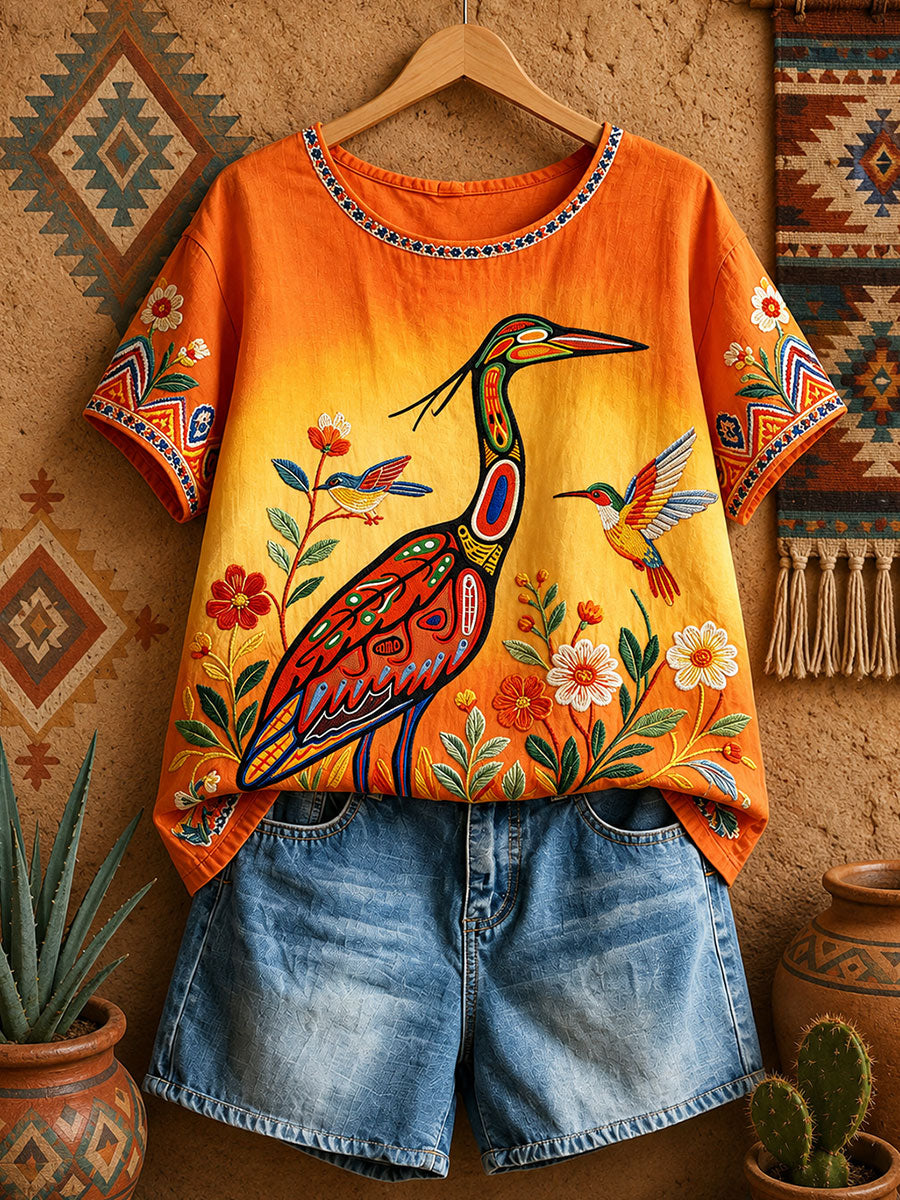 Women's Native Heron Art Tops