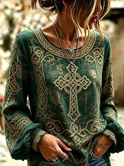 Women's Celtic Print Casual T-shirt