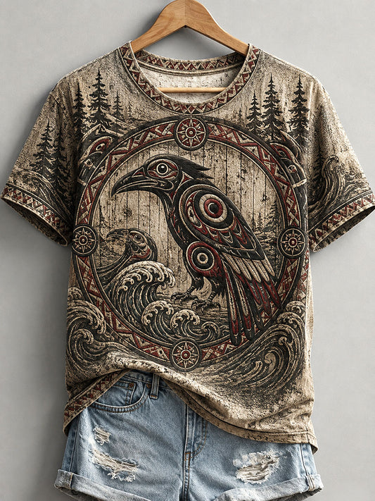 Women's Indigenous Art Print Casual T-shirt