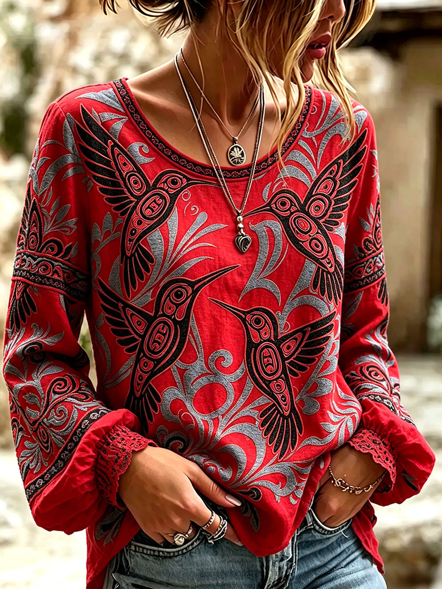 Women's Native Hummingbird Art Tops
