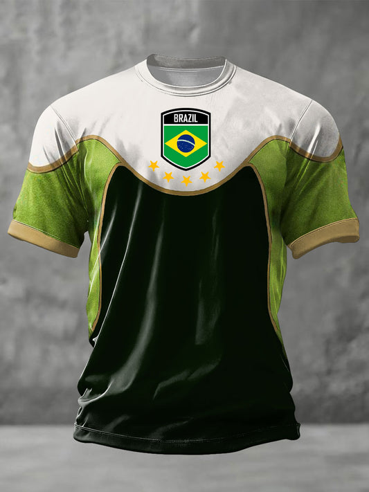Men's Brazil Football Lover Printed T-shirt
