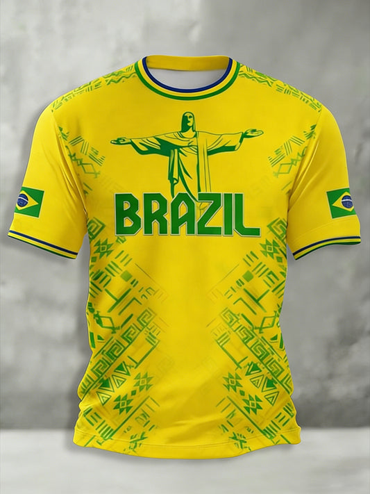 Men's Brazilian Football Lover Printed T-shirt