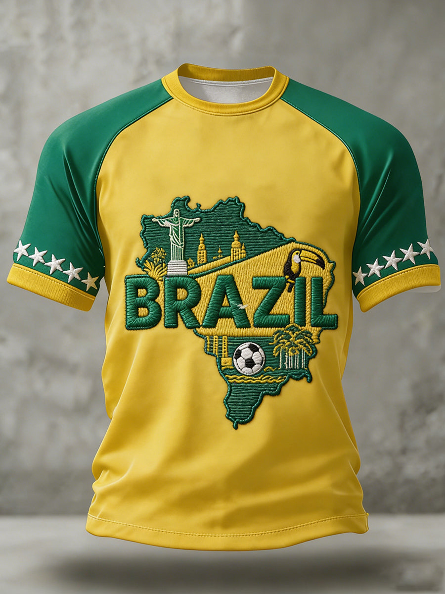 Men's Brazilian Football Lover Printed T-shirt