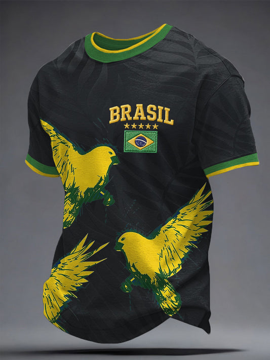 Men's Brazil Football Lover Printed T-shirt