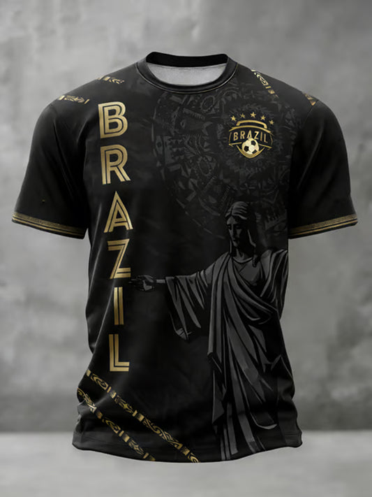 Men's Brazilian Football Lover Printed T-shirt
