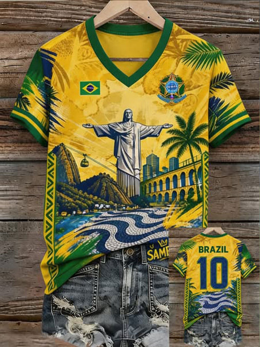 Women's Brazil Football Lover Printed T-shirt