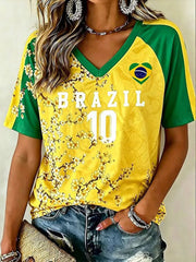 Women's Brazil Football Lover Printed T-shirt