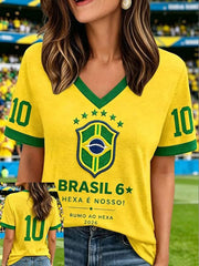 Women's Brazil Football Lover Printed T-shirt