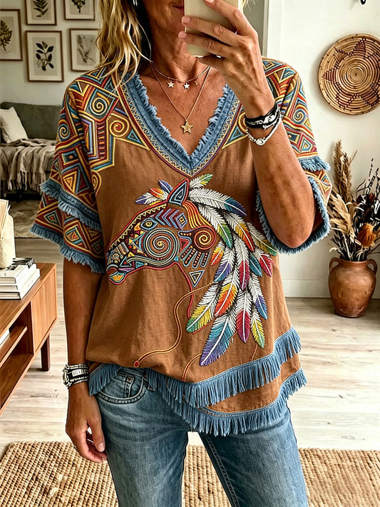 Women's Native Horse Art Tops