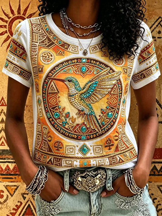 Women's Indigenous Print Casual T-Shirt