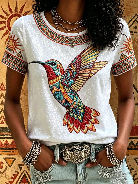Women's Indigenous Print Casual T-Shirt