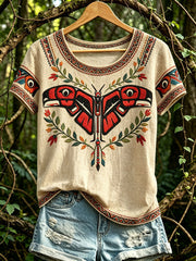 Women's North American Indigenous Animal Pattern Casual T-shirt
