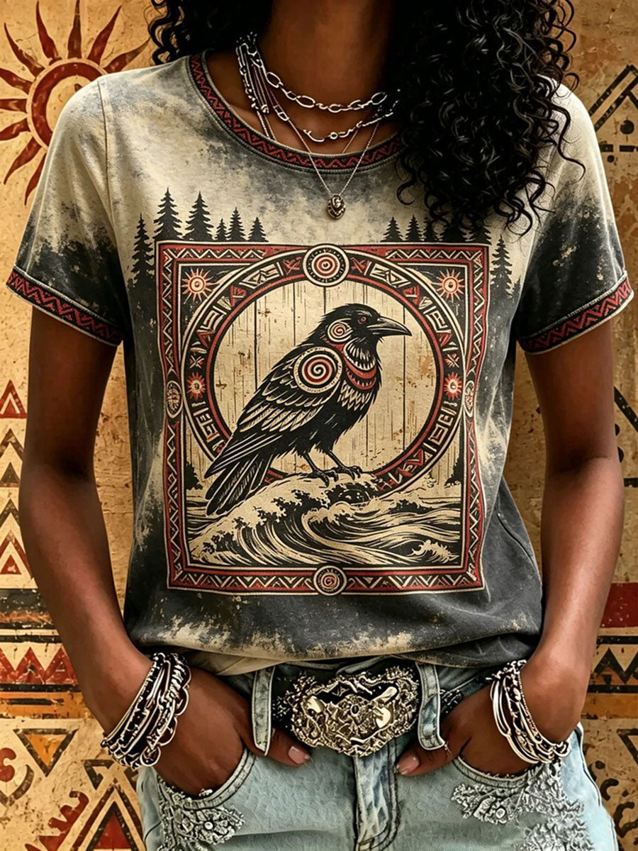 Women's Indigenous Print Casual T-Shirt