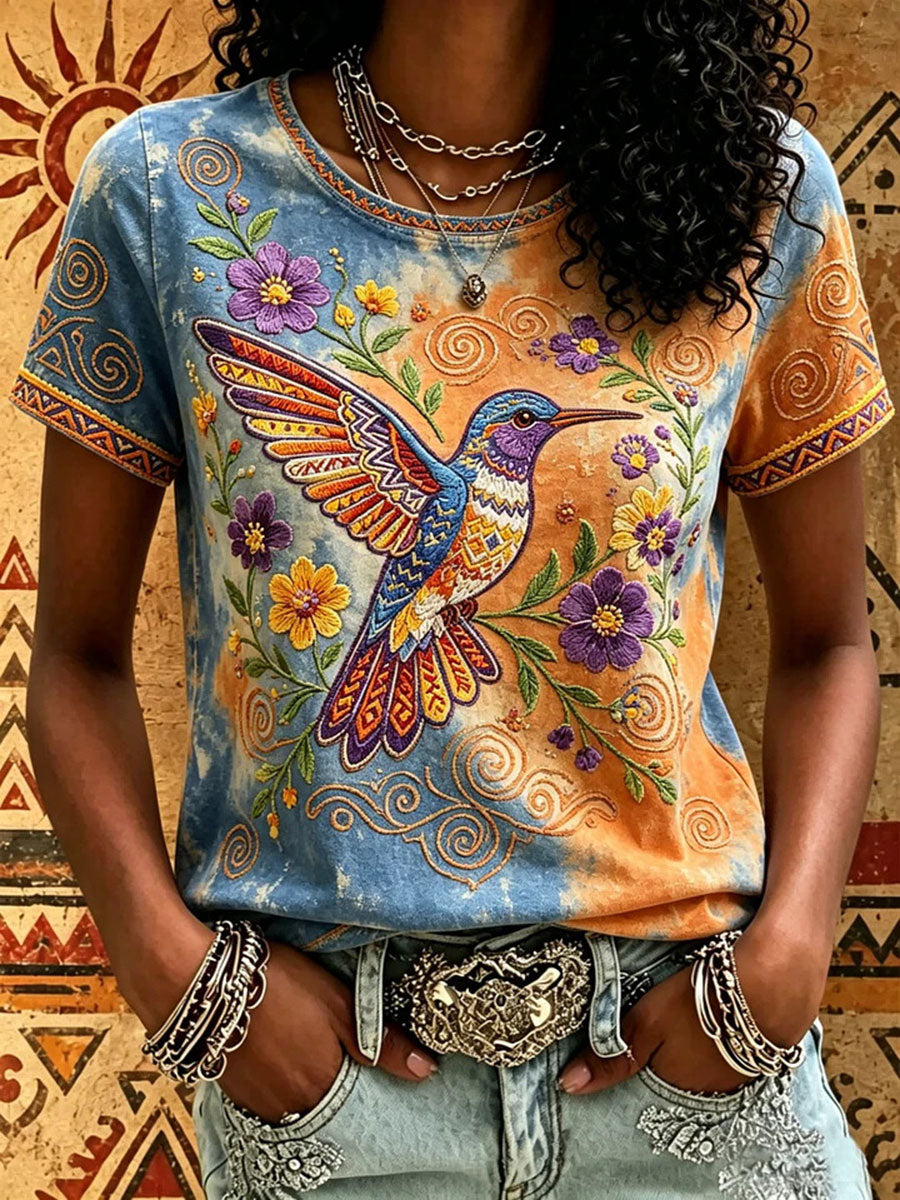Women's Indigenous Print Casual T-Shirt