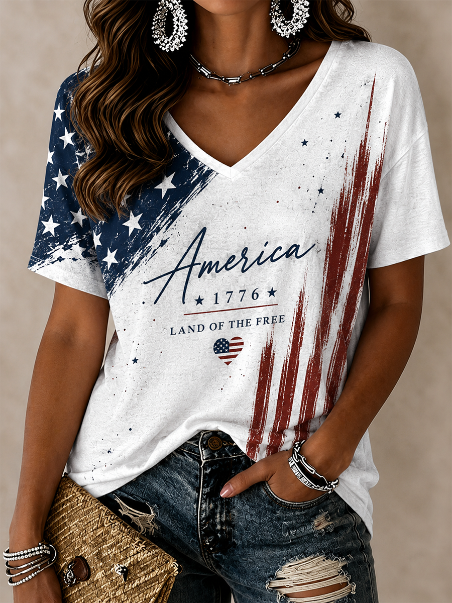 Women's America Printed short-sleeved T-shirt