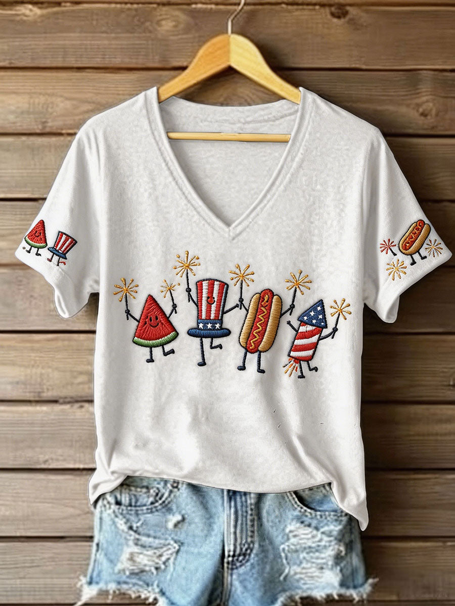 Women's 4th of July Freedom Funny Winners Printed T-shirt