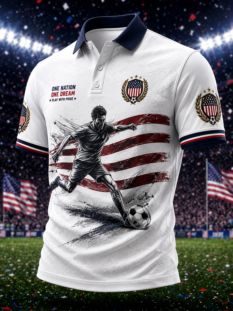 Men's Gift For Soccer Fans Print Casual Polo